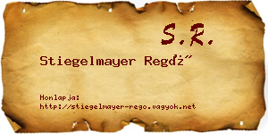 Stiegelmayer Regő névjegykártya